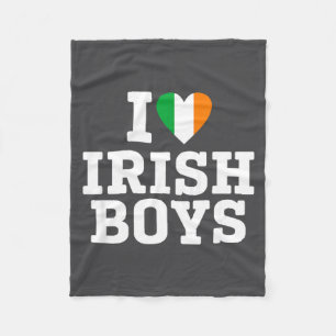 I Love Irish Boys Ireland Flag Heart St Patricks D Fleece Blanket