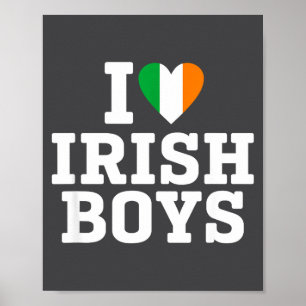 I Love Irish Boys Ireland Flag Heart St Patricks D Poster