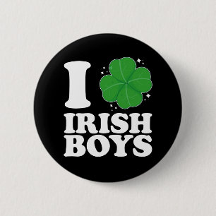 I Love Irish Boys Shamrock Heart St Patrick's Day 6 Cm Round Badge