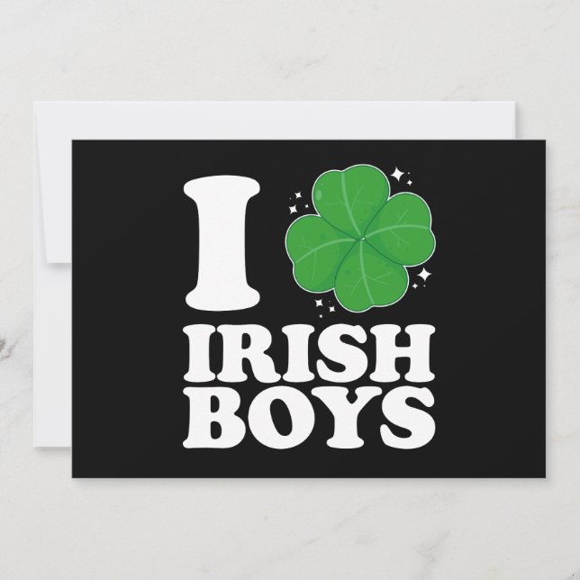 I Love Irish Boys Shamrock Heart St Patrick's Day Invitation (Front)