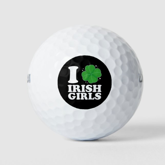 I Love Irish Girls Shamrock Heart St Patrick's Day Golf Balls (Front)