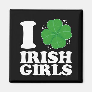 I Love Irish Girls Shamrock Heart St Patrick's Day Magnet