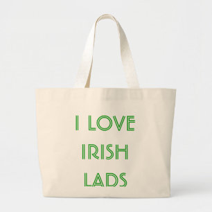I LOVE IRISH LADS LARGE TOTE BAG