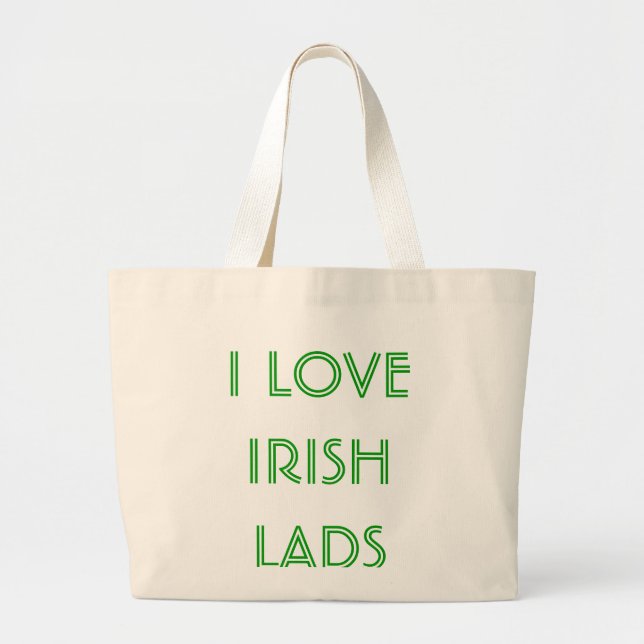 I LOVE IRISH LADS LARGE TOTE BAG (Front)