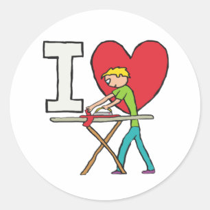 I Love Ironing Classic Round Sticker