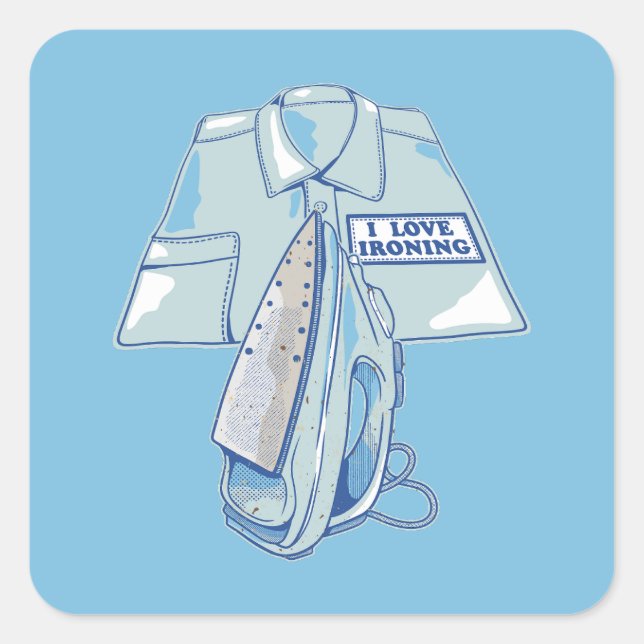 I love ironing funny iron square sticker (Front)