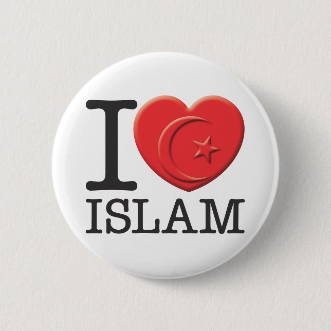 I Love Islam 6 Cm Round Badge (Front)