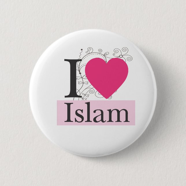 i love islam 6 cm round badge (Front)
