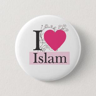 i love islam 6 cm round badge