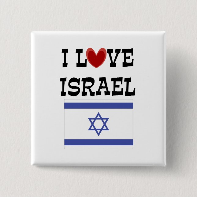 I Love Israel, popular design 15 Cm Square Badge (Front)