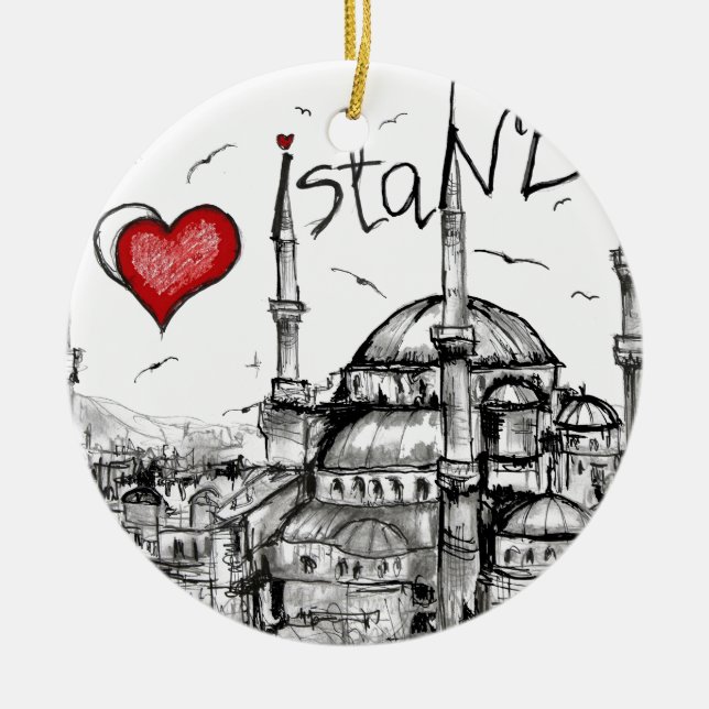 I love Istanbul Ceramic Tree Decoration (Front)