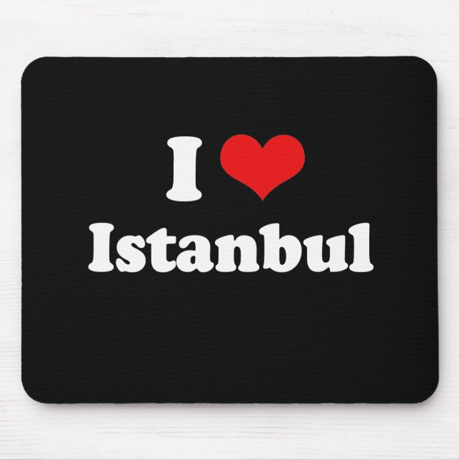 I Love Istanbul Tshirt White Tshirt Mouse Mat (Front)
