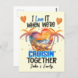 I love it when We're Cruisin' Together Cruise Postcard