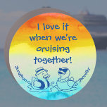 I love it when we're cruising together duck couple car magnet<br><div class="desc">Decorate your cabin ship door with this fun stateroom door marker. This custom cruise magnet features the fun saying "I love it when we're cruising together." Personalise with your names or remove. Please note: Not all ship's doors are magnetic. We cannot guarantee your door will be magnetic. Please check with...</div>