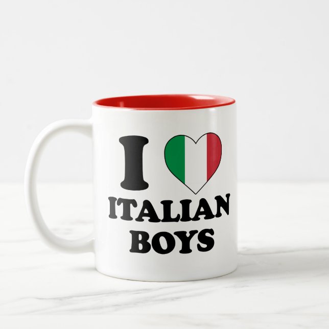 I love Italian boys  Two-Tone Coffee Mug (Left)