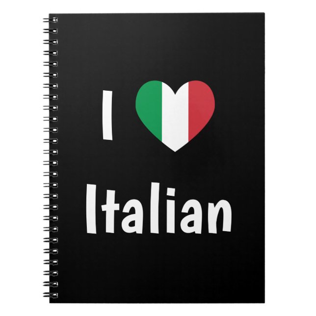 I Love Italian Flag Colours Heart Notebook (Front)