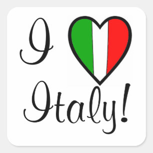 I Love Italy-Flag of Italy-Heart Square Sticker