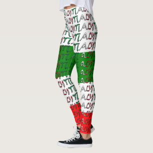 I Love Italy Italian Flag Colours Typography Funny Leggings