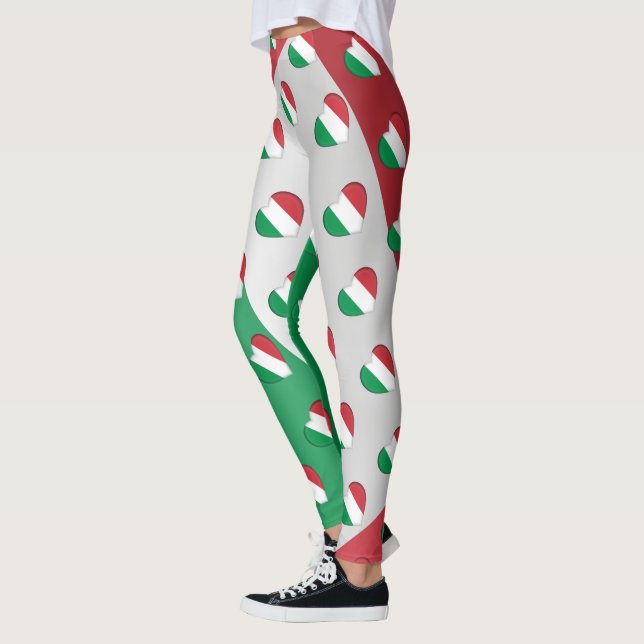 I Love Italy Italian Hearts Pattern Leggings (Left)
