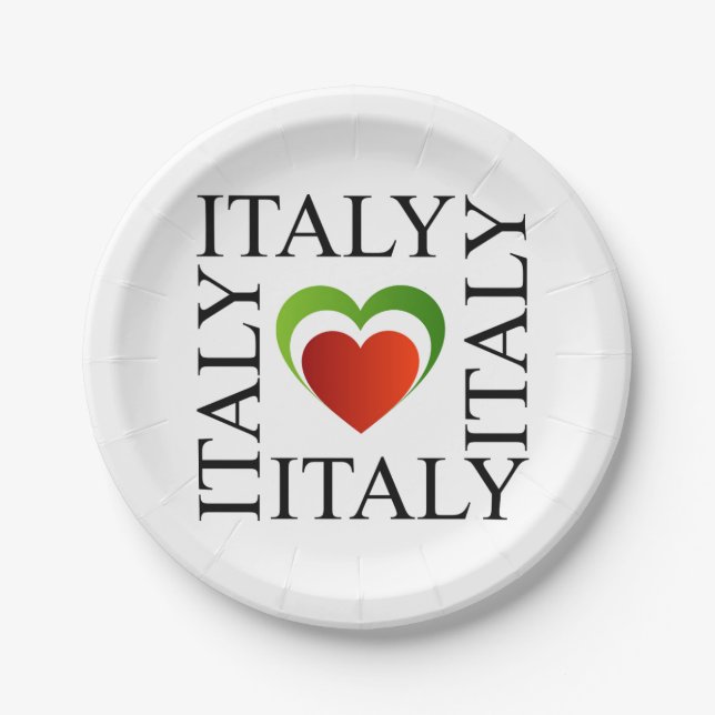 I love italy with italian flag colours paper plate (Front)
