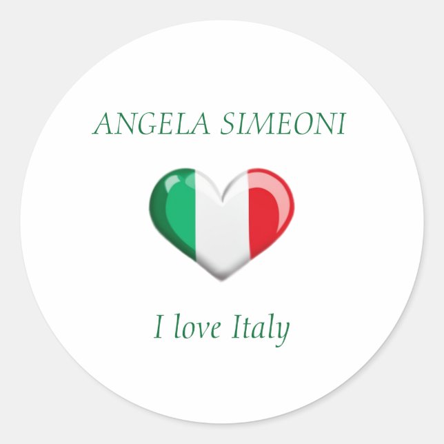 I love Italy | Your name Classic Round Sticker (Front)