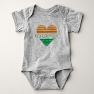I Love Ivory Coast, Côte d'Ivoire Heart Baby Bodysuit
