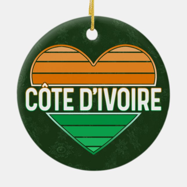 I Love Ivory Coast, Côte d'Ivoire Heart Ceramic Tree Decoration (Back)