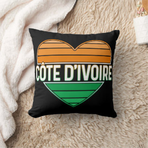 I Love Ivory Coast, Côte d'Ivoire Heart Cushion