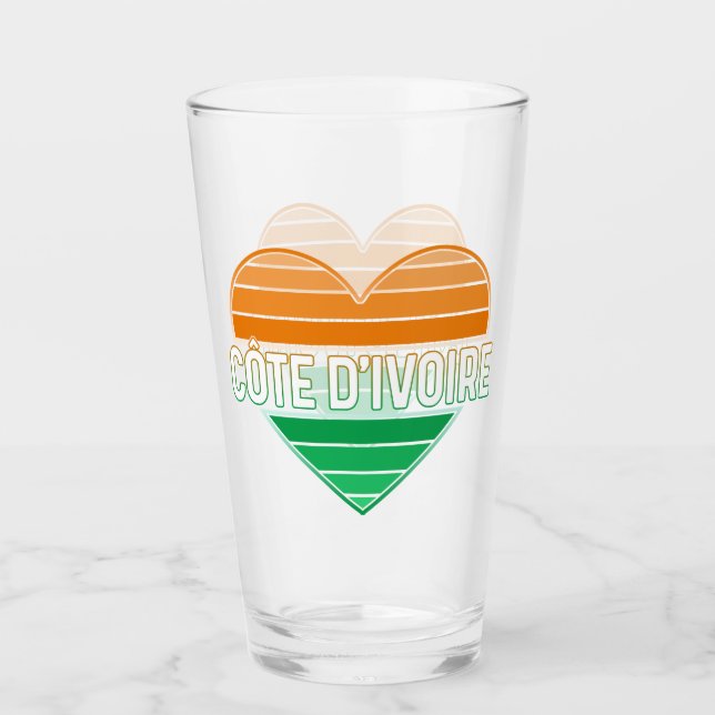 I Love Ivory Coast, Côte d'Ivoire Heart Glass (Front)