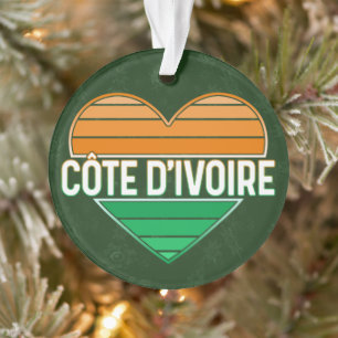 I Love Ivory Coast, Côte d'Ivoire Heart Ornament