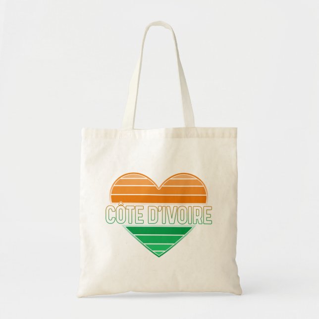 I Love Ivory Coast, Côte d'Ivoire Heart Tote Bag (Front)