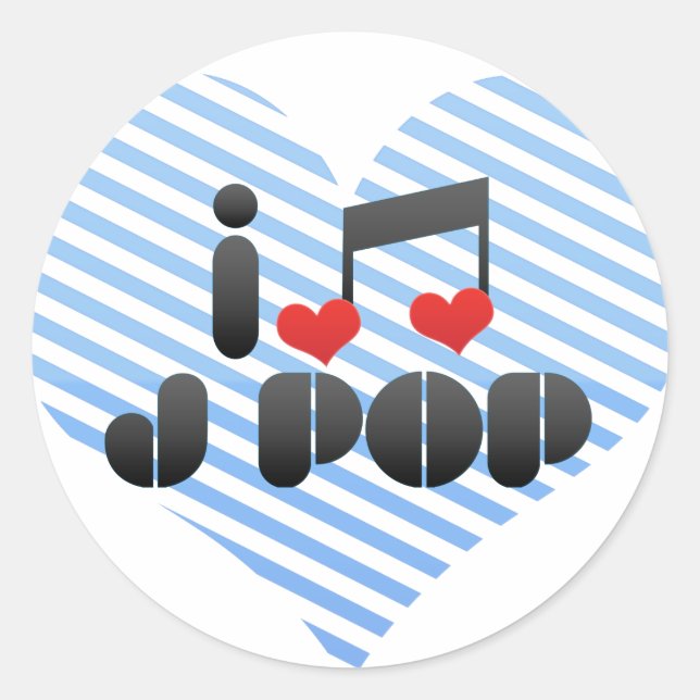 I Love J Pop Classic Round Sticker (Front)