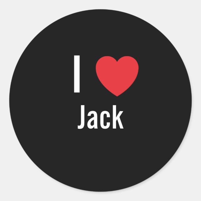 I love Jack Classic Round Sticker (Front)