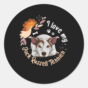 I Love Jack Russell Terrier Dog Gift Classic Round Sticker