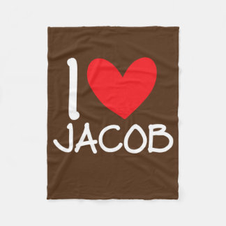 I Love Jacob Name Personalised Men Guy BFF Friend Fleece Blanket