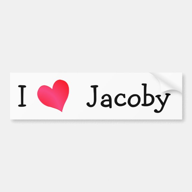 I Love Jacoby Bumper Sticker (Front)