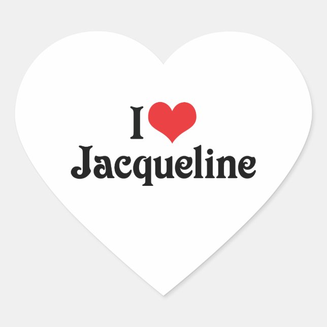 I Love Jacqueline Heart Sticker (Front)
