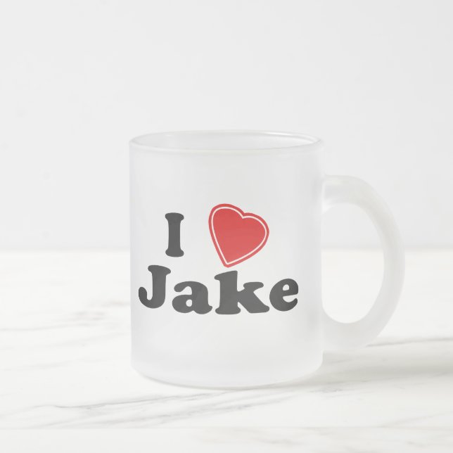 I Love Jake Frosted Glass Coffee Mug (Right)