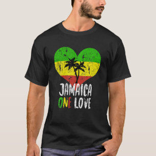 I Love Jamaica One Love Palm Tree Reggae T Shirt