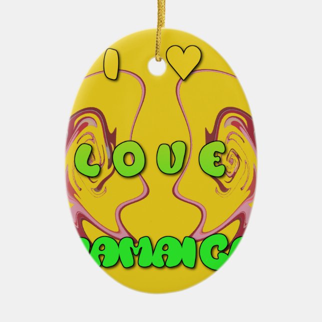 I love Jamaica.png Ceramic Tree Decoration (Front)