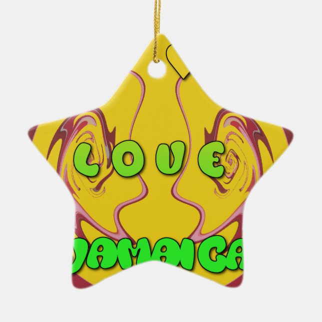 I love Jamaica.png Ceramic Tree Decoration (Front)