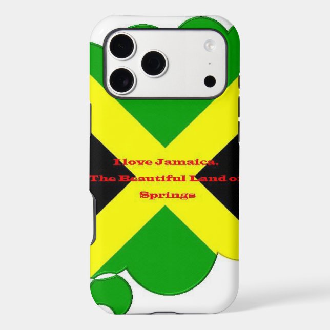 I Love Jamaica Text on Flag Art Print (Back)