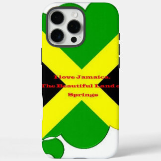 I Love Jamaica Text on Flag Art Print iPhone 16 Pro Max Case