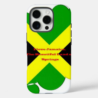 I Love Jamaica Text on Flag Art Print iPhone 16 Pro Case