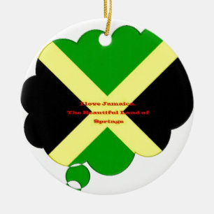 I Love Jamaica Text on Flag Art Print Ceramic Tree Decoration