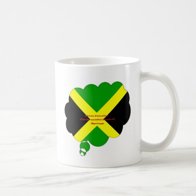 I Love Jamaica Text on Flag Art Print Coffee Mug (Right)