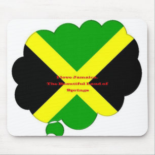I Love Jamaica Text on Flag Art Print Mouse Mat