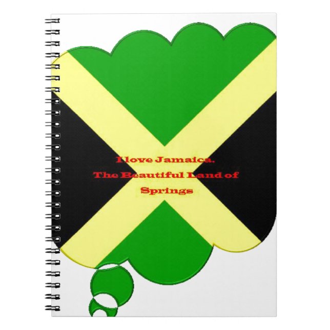 I Love Jamaica Text on Flag Art Print Notebook (Front)