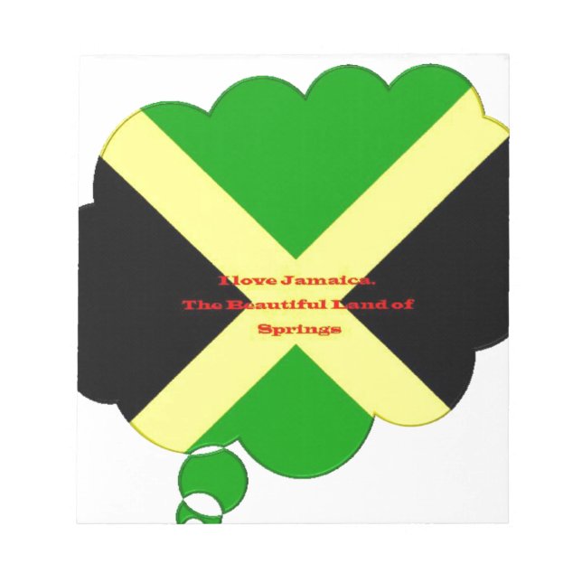 I Love Jamaica Text on Flag Art Print Notepad (Front)