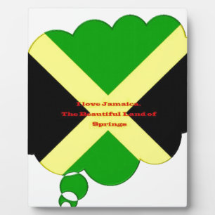 I Love Jamaica Text on Flag Art Print Plaque